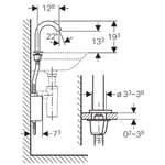 Grifo electrónico para lavabos Geberit Piave, montaje de encimera, servicio a generador, con caja funcional vista: Cromado brillante, Mezclador=Con mezclador